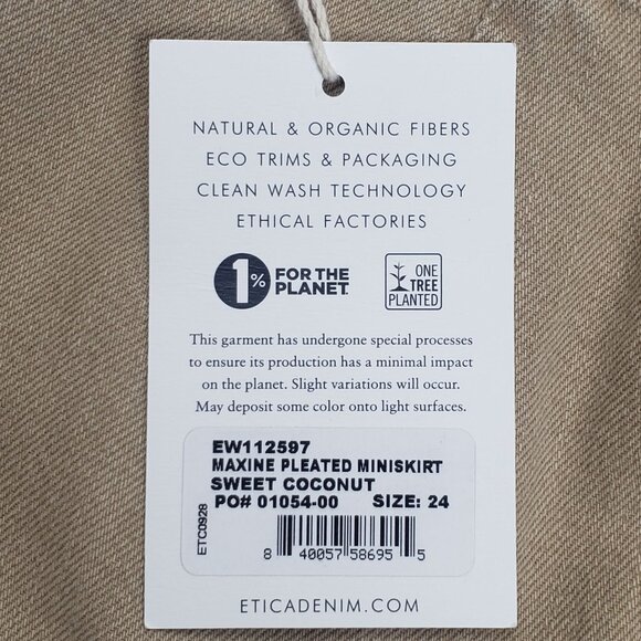 Etica Maxine Pleated Mini Skirt Women's Size 24 Beige Sweet Coconut Wardrobe MVP - Picture 3 of 16